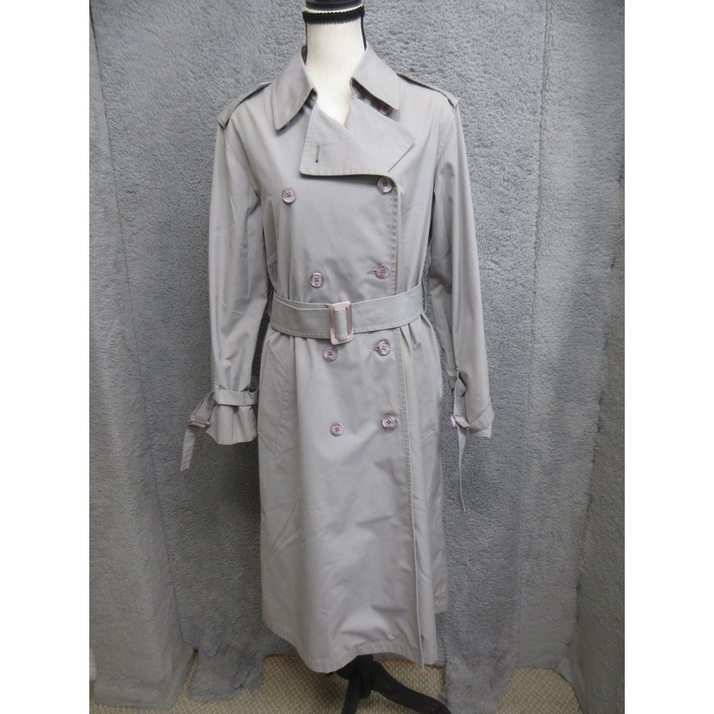 Vtg London Fog Trench Coat Women 10P Gray Officecore Quiet Lux Minimalist Preppy